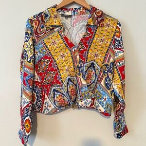 Haute Hippie Paisley Patterned Wrap Blouse, Size M